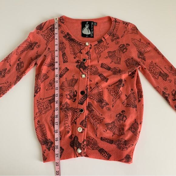 Twelve by Twelve Coral Pink and Black Fashionista Women Print Cardigan Medium - Picture 3 of 12